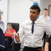 MILTON KEYNES, ENGLAND - AUGUST 15:  Prime Minister Rishi Sunak in Milton Keynes Hospital on August 15, 2023 in Milton Keynes, England. (Photo by Leon Neal - WPA Pool/Getty Images)